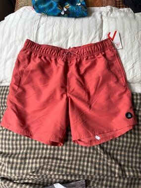 Men's Coral Swim Trunks with Elastic Waist